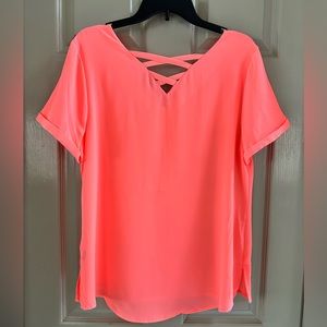 Apt 9 Reversible Bright Coral Blouse, Size L